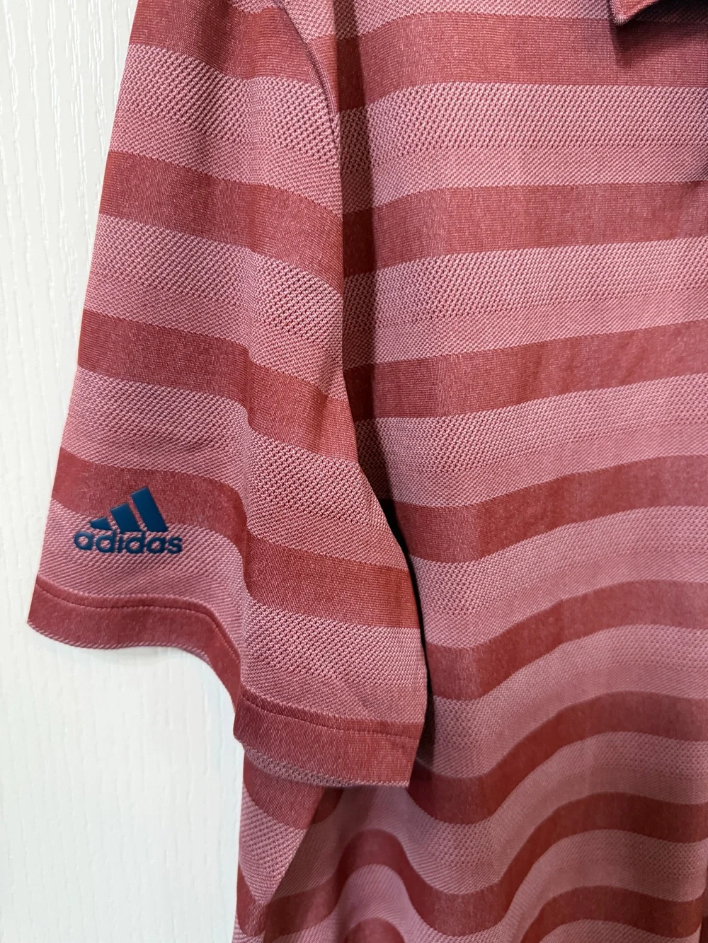 Adidas Men's Polo Size 2XL Maroon and pink striped pattern